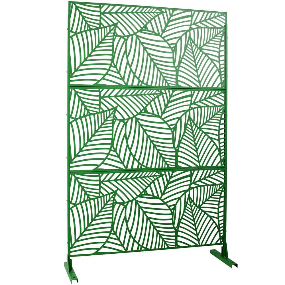 Unbranded 6.3 ft. H x 4 ft. W Green Outdoor Privacy Fence Metal Decorative Screen Panel Freestanding Garden Fence Panels