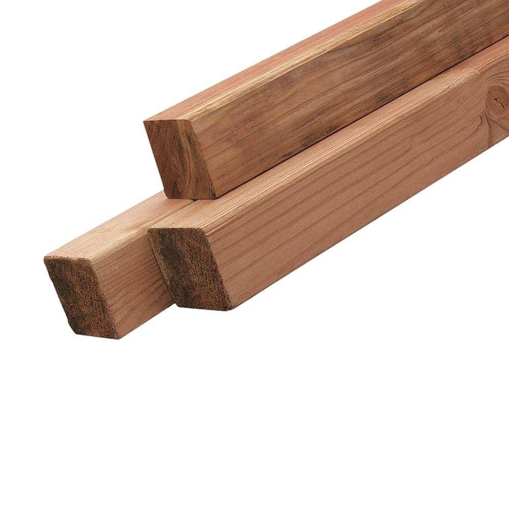 Unbranded Construction Common Redwood Lumber (Common: 4 in. x 4 in. x 8 ft.; Actual: 3.375 in. x 3.375 in. x 8 ft.) (2)