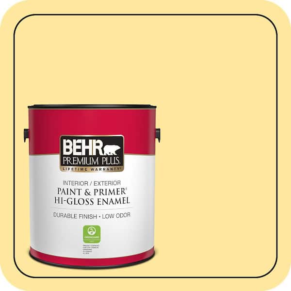 BEHR PREMIUM PLUS 1 gal. #P300-4 Rise and Shine Hi-Gloss Enamel Interior/Exterior Paint & Primer (2)