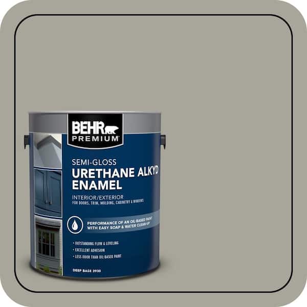 BEHR PREMIUM 1 gal. #N370-4A Historical Gray Urethane Alkyd Semi-Gloss Enamel Interior/Exterior Paint (2)