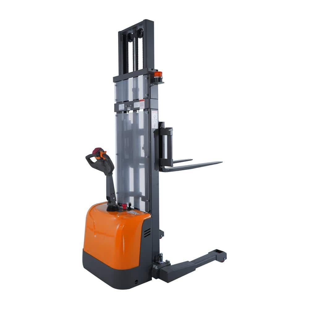 TORY CARRIER 24-Volt/100AH Gel Battery Powered 3300 lbs. Full Electric Pallet Stacker 118 in. Lift Height Straddle Stacker Orange (1)