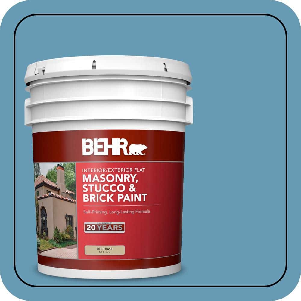 BEHR 5 gal. #S490-4 Yacht Blue Flat Interior/Exterior Masonry, Stucco and Brick Paint