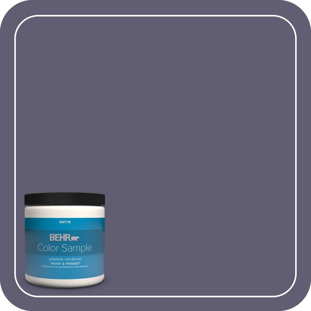 BEHR PREMIUM PLUS 8 oz. #PMD-90 Luscious Purple Satin Enamel Interior/Exterior Paint & Primer Color Sample