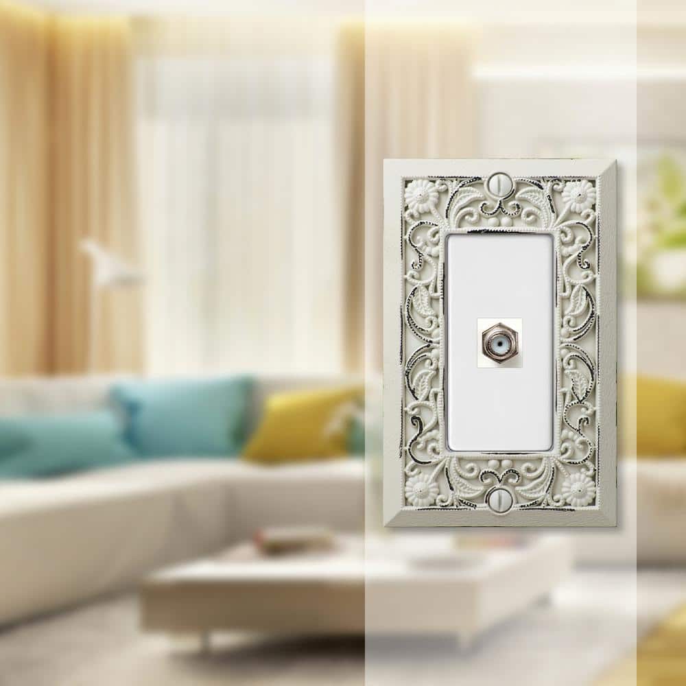 AMERELLE Filigree Gang Coax Metal Wall Plate (2)