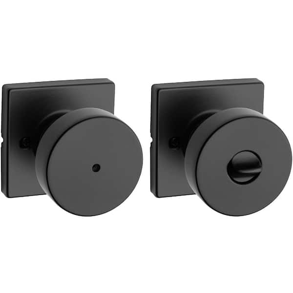 Kwikset Pismo Matte Black Bed/Bath Square Door Knob (2)