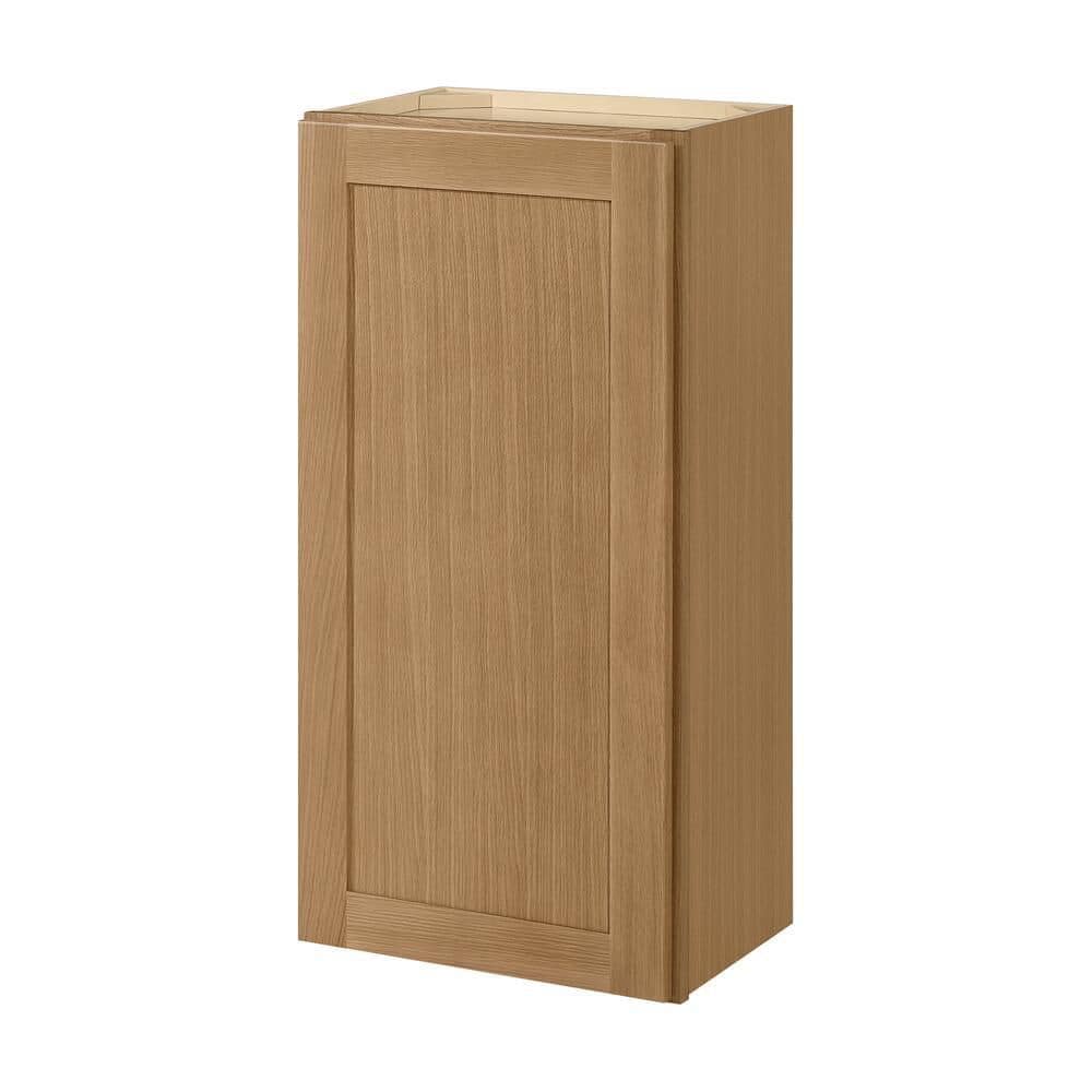 Hampton Bay Avondale 18 in. W x 12 in. D x 36 in. H Ready to Assemble Plywood Shaker Wall Kitchen Cabinet in White Oak