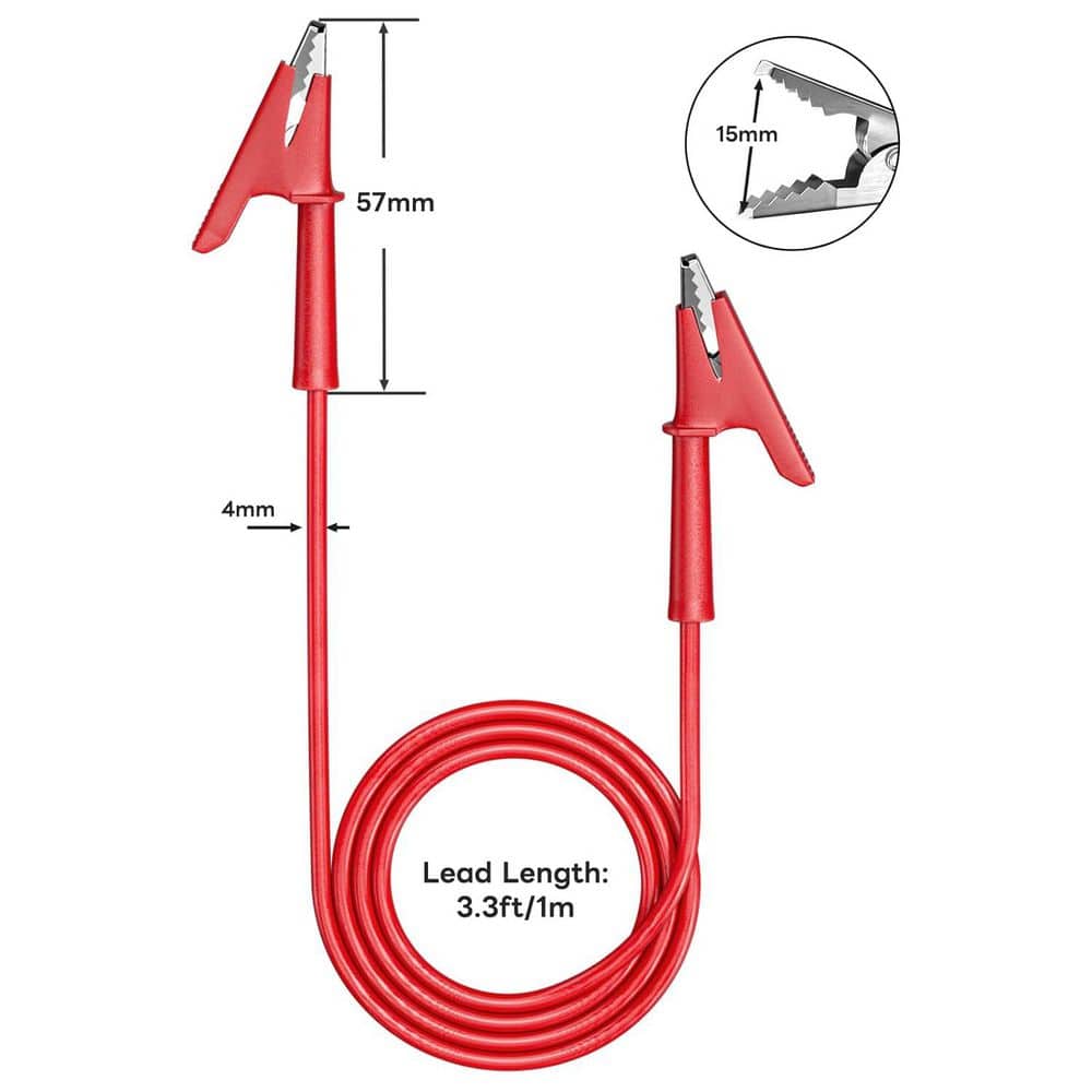 Lukyamzn 5-Piece Alligator Clips Test Leads 3.3 ft. Flexible Copper Cable with Insulators for Electrical Testing 1000V 15A (3)