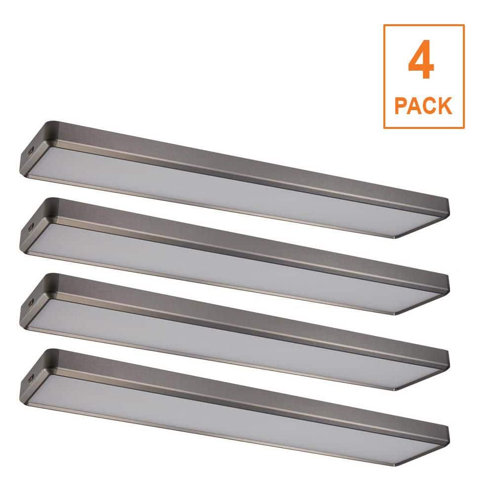 Commercial Electric 4-Pack 4 ft. x 10 in. Blackened Steel Back-Lit LED Panel Light Fixture 4000LM 50W Adjustable CCT Dimmable