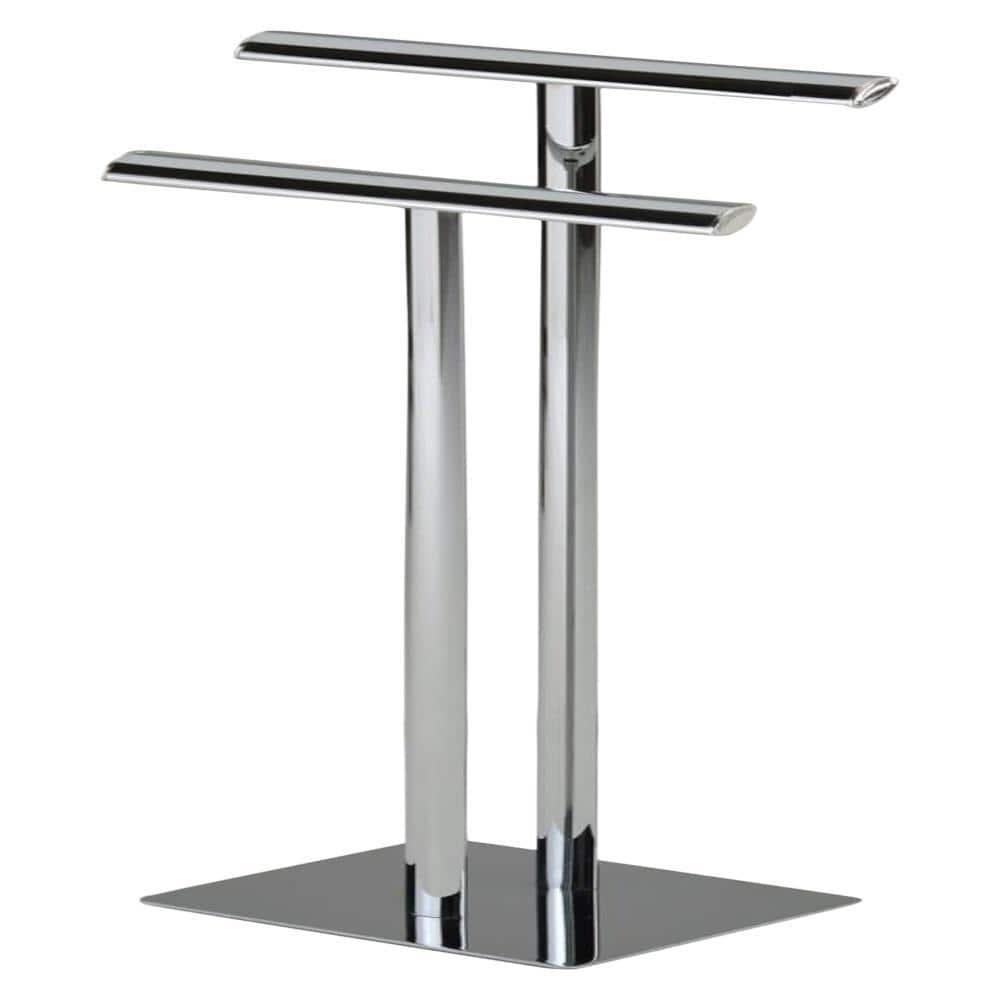 Signature Home SignatureHome Chrome Finish Material Metal Essex Towel Rack with 2 Towel Holders Dimensions: 16"W x 10"L x 32.5"H\
