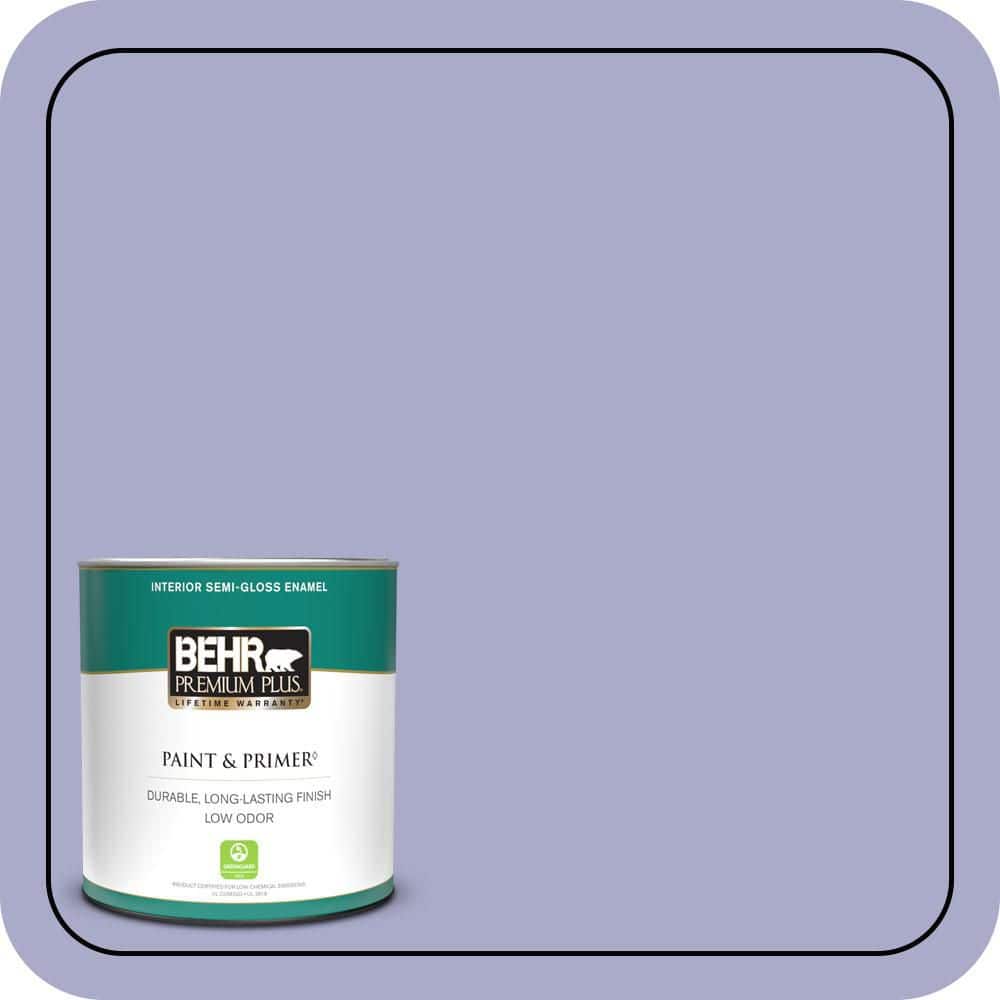 BEHR PREMIUM PLUS 1 qt. #M550-4 Wisteria Blue Semi-Gloss Enamel Low Odor Interior Paint & Primer