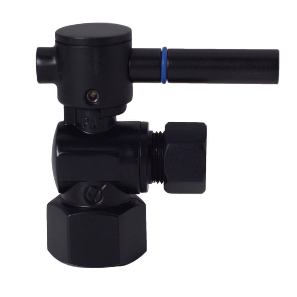 Westbrass 1/4-Turn Lever Handle Angle Stop Shut Off Valve, 1/2 in. IPS x 3/8 in. OD Compression Outlet, Matte Black (3)
