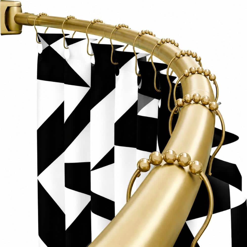 Unbranded Curved Stainless Steel Shower Curtain Rod Adjustable 35-76 in. Drill Mount Reinforced Flanges in Gold (1)