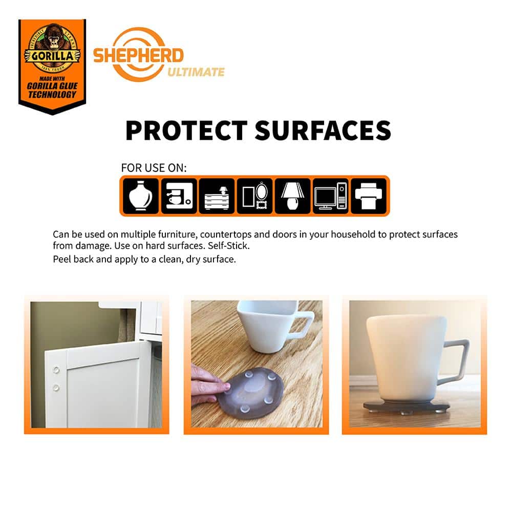Shepherd Ultimate 1/2 in. Clear Round Self-Adhesive Bumpers with Gorilla Glue Technology (64-Pack) (3)