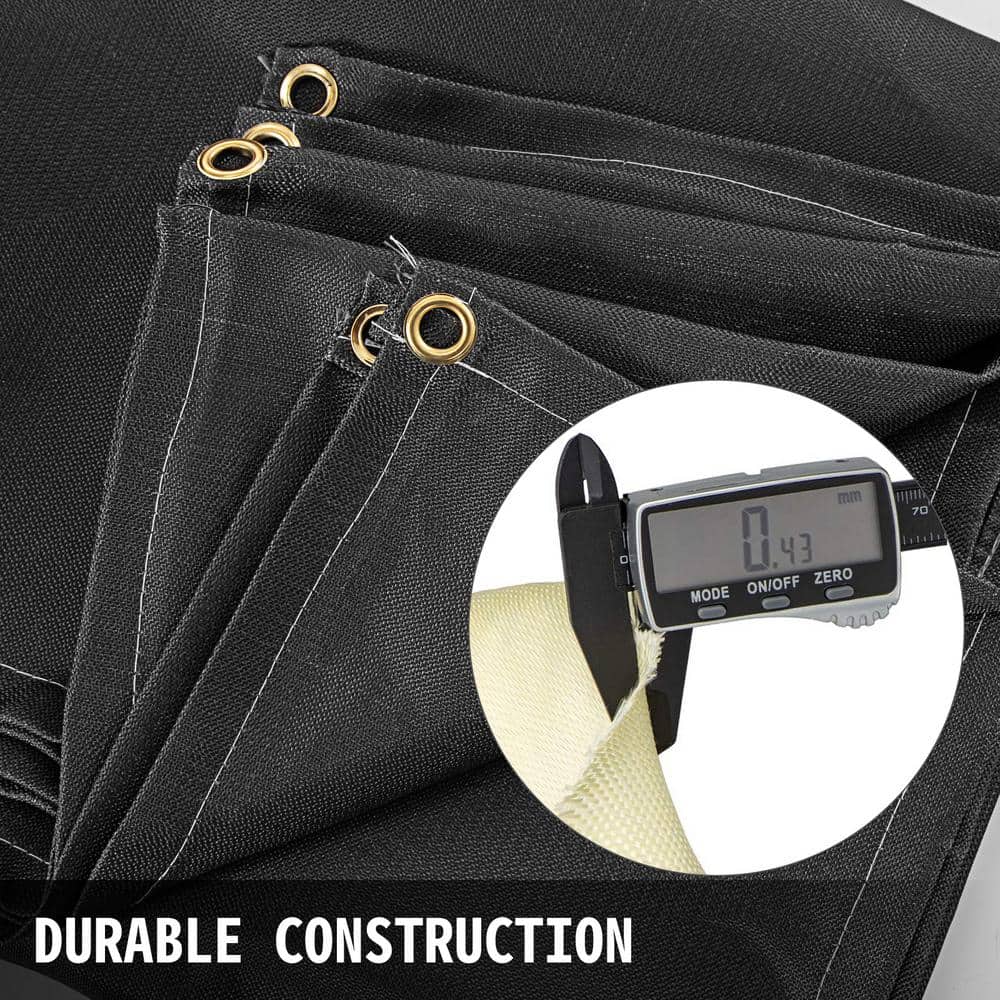 VEVOR 8 ft. x 10 ft. Emergency Fire Blanket Fiberglass Heat Resists 1022°F Welding Mat with Carry Bag, Black (3)