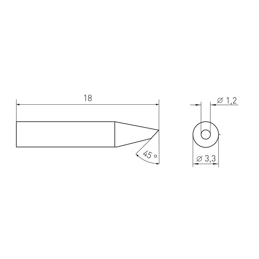 Weller RTMS Micro Soldering Tip with Rounded Form, 45° Sloped 1.2 mm (2)