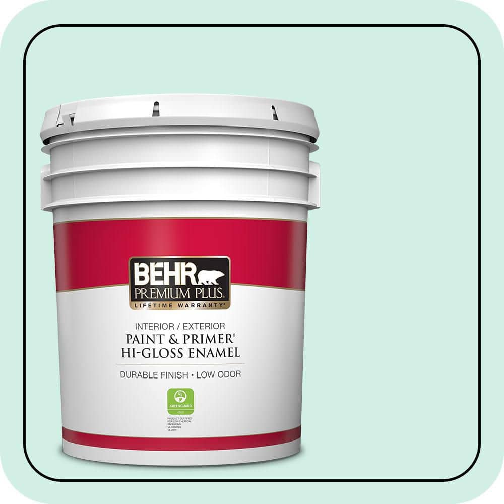 BEHR PREMIUM PLUS 5 gal. #P440-1 Shimmering Pool Hi-Gloss Enamel Interior/Exterior Paint & Primer (1)