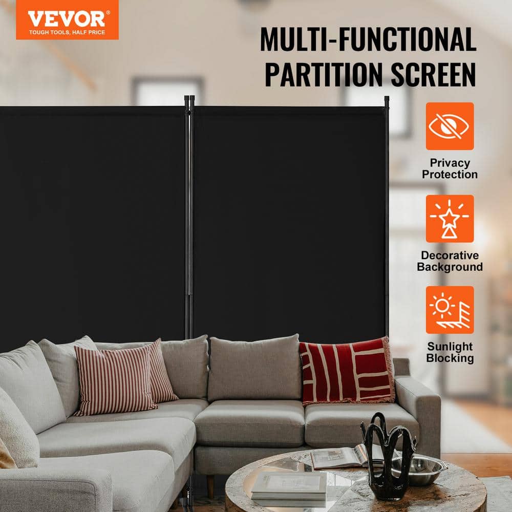 VEVOR Room Divider, 4 Panel Room Divider, Folding Privacy Screen and Portable Partition Divider for Room Separation, Black (2)