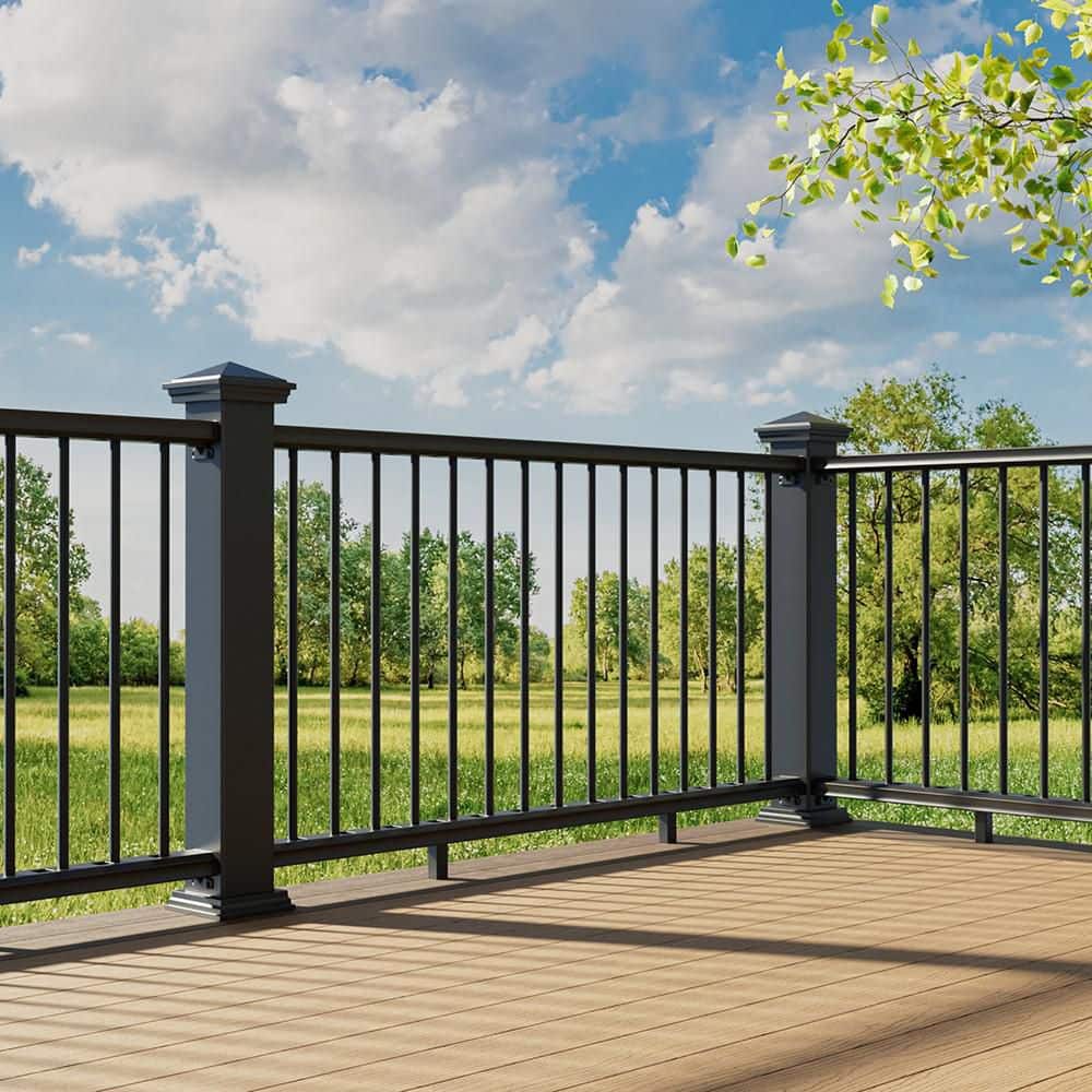 Fiberon 36 in x 96 in Brio Obsidian Black PVC Composite Line Railing Kit (3)