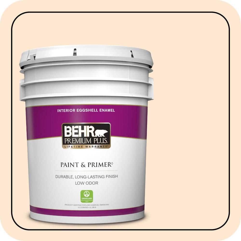 BEHR PREMIUM PLUS 5 gal. #P210-1 Sour Candy Eggshell Enamel Low Odor Interior Paint & Primer