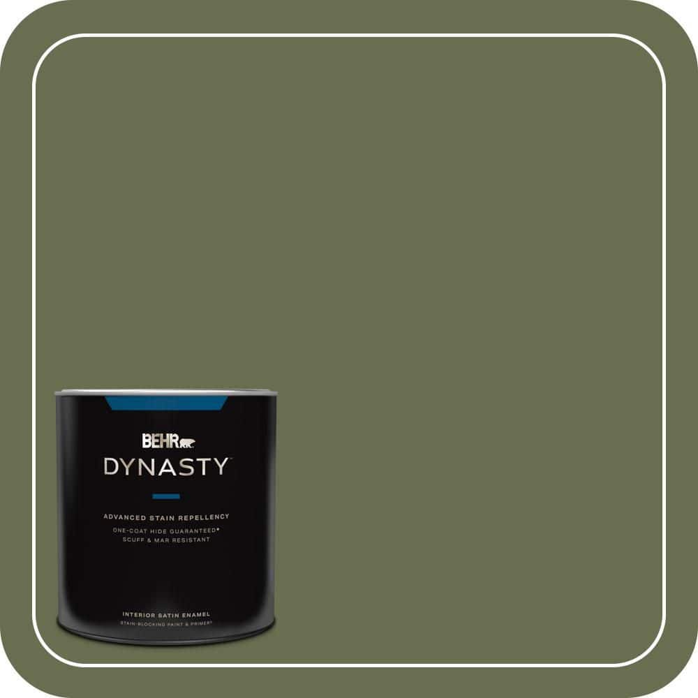 BEHR DYNASTY 1 qt. #S380-7 Global Green Satin Enamel Interior Stain-Blocking Paint & Primer