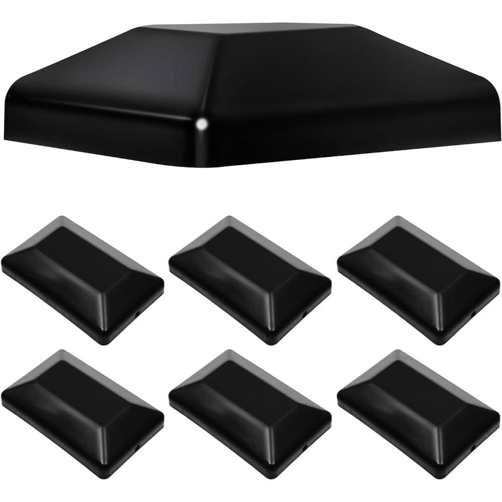 Afoxsos Plastic Black Durable UV-Proof Water-Proof Fence Post Caps (6-Pack) Protects Wooden Posts from Cracking and Rotting (1)