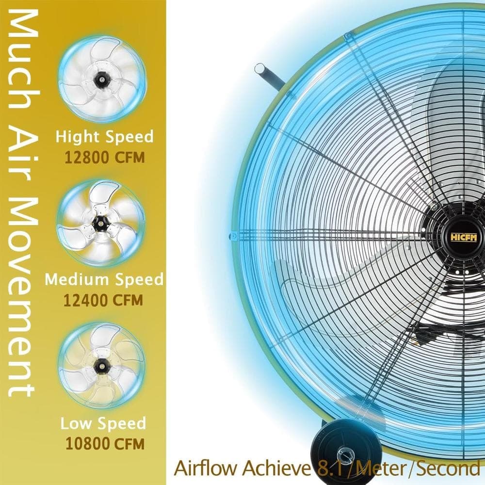 Stbine 30 in. 3-Speed Heavy Duty Industrial Drum Fan in Yellow for Warehouses, Workshops, Factories and Basements (2)