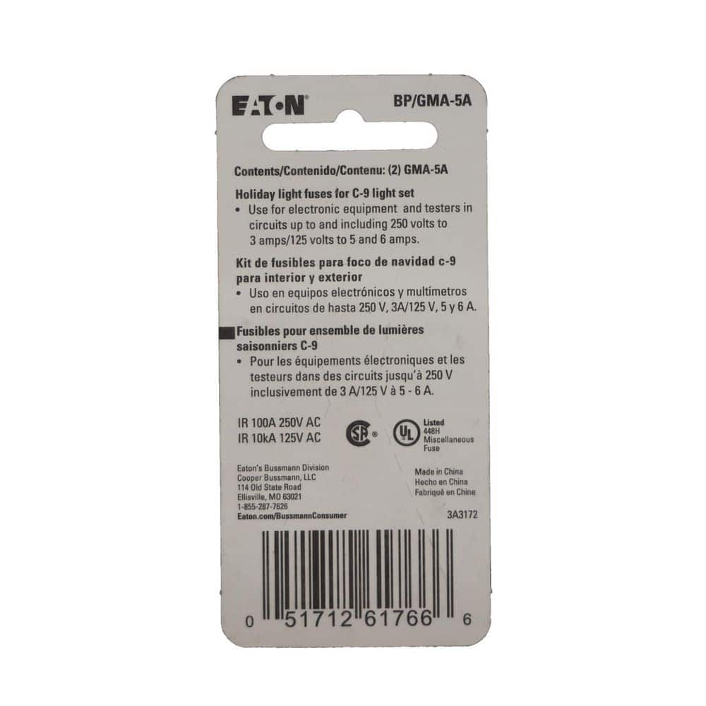 Cooper Bussmann GMA 5 Amp Glass Tube Fuse (2)