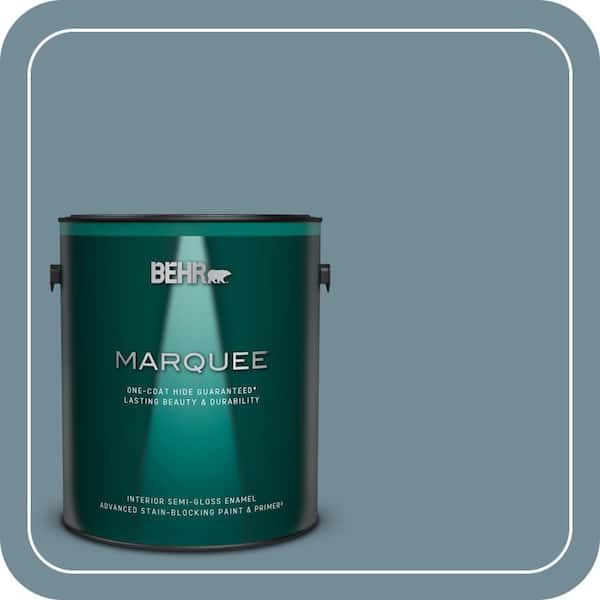 BEHR MARQUEE 1 gal. #QE-54 Shaker Blue Semi-Gloss Enamel Interior Paint & Primer (2)