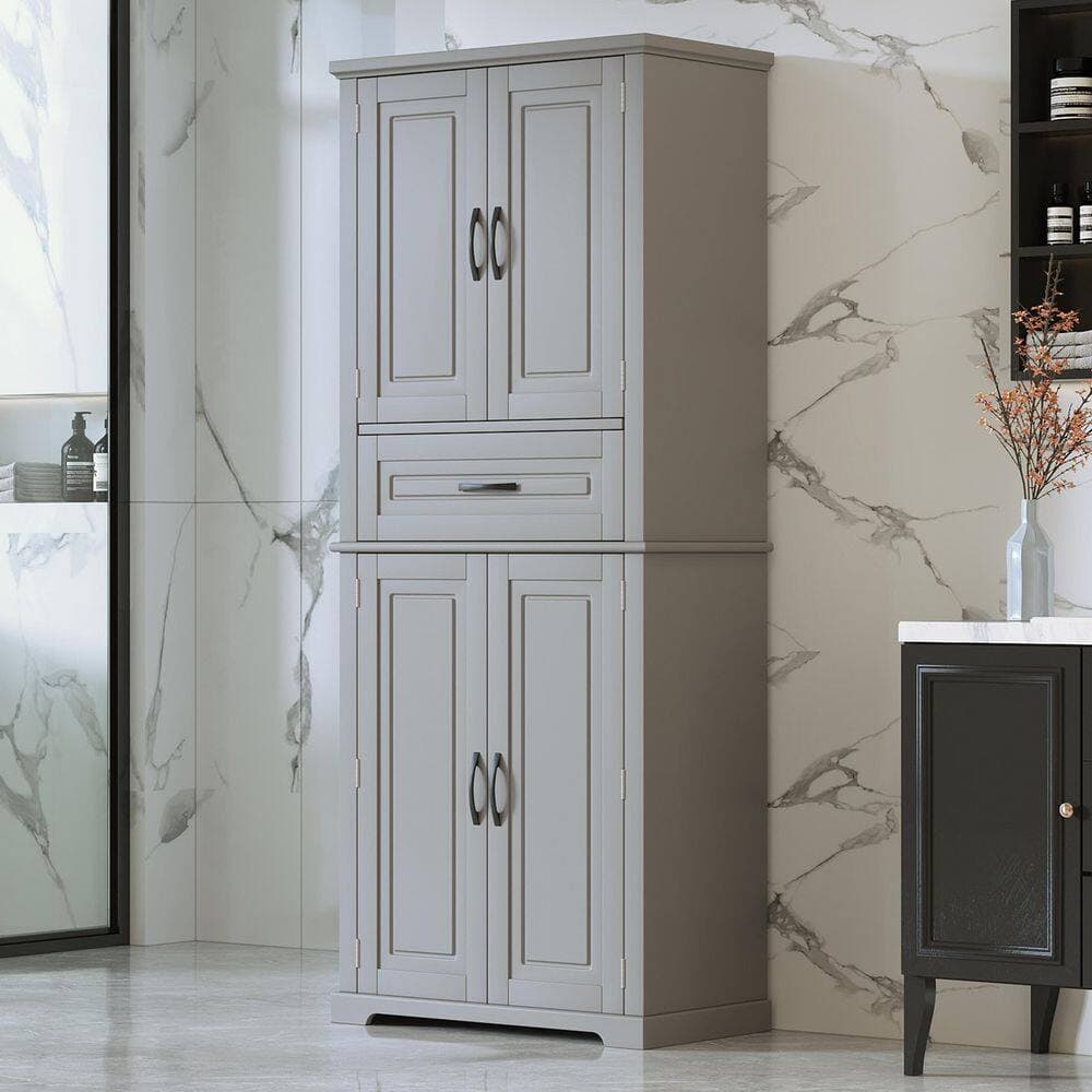Ximuprmy 30 in. W 16 in. D 72 in. H Slim Freestanding Linen Cabinet, Bathroom Storage Cabinet with Adjustable Shelves (2)