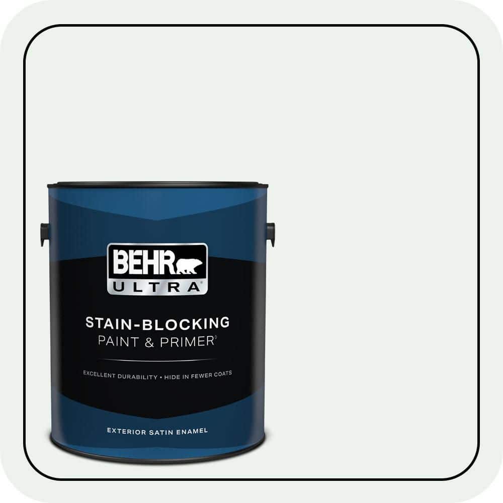 BEHR ULTRA 1 gal. #W-D-500 Cascade White Satin Enamel Exterior Paint & Primer (1)
