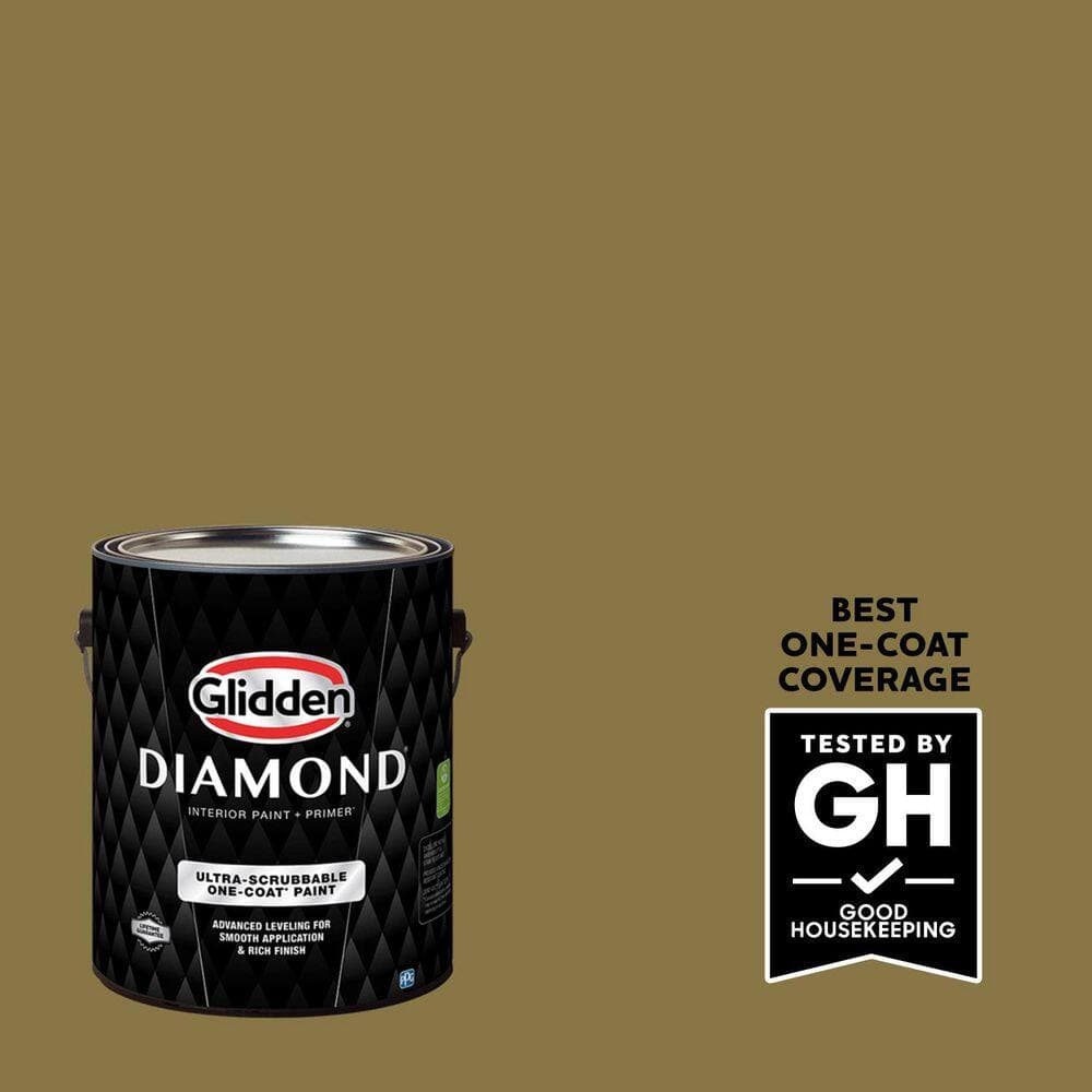 Glidden Diamond 1 gal. PPG1111-6 Pickled Okra Semi-Gloss Interior Paint with Primer