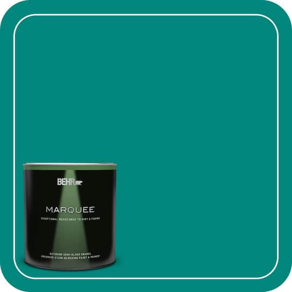 BEHR MARQUEE 1 qt. #P450-7 Mystic Turquoise Semi-Gloss Enamel Exterior Paint & Primer (2)