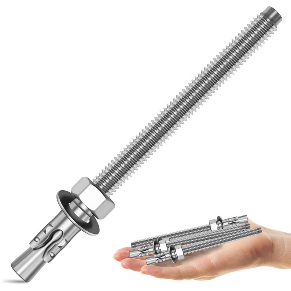MYWISH 1/2 in. x 5 in. Stainless Steel Hex Nut-Head Concrete Wedge Anchors (5-Pack) (1)