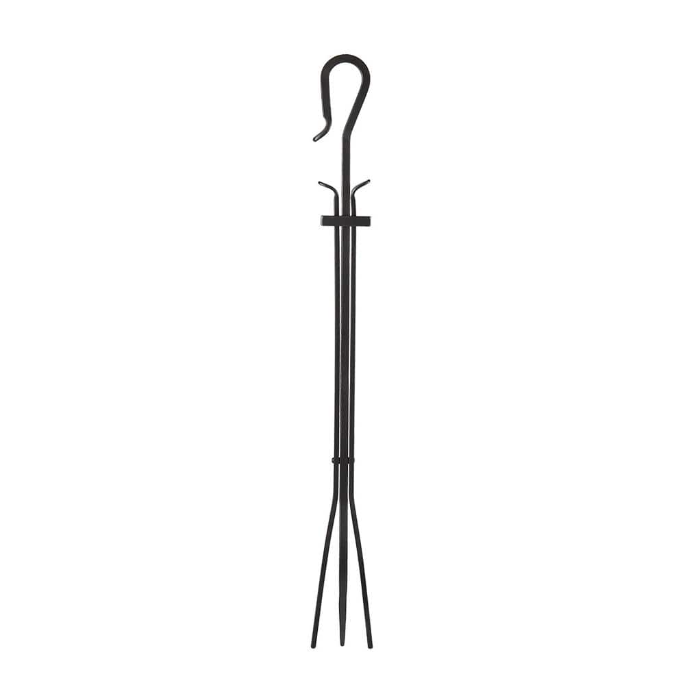 MINUTEMAN INTERNATIONAL Shepherd's Hook 28 in. Tall Fireplace Tongs Tool, Graphite (3)