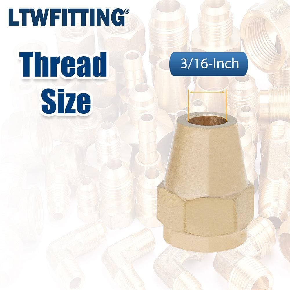 LTWFITTING Assortment Kit Tube OD 3/16 in. 1/4 in. 5/16in. 3/8 in. 1/2 in. 5/8 in. 3/4 in. Brass Short 45 Degree Flare Nut(52-Pack) (2)