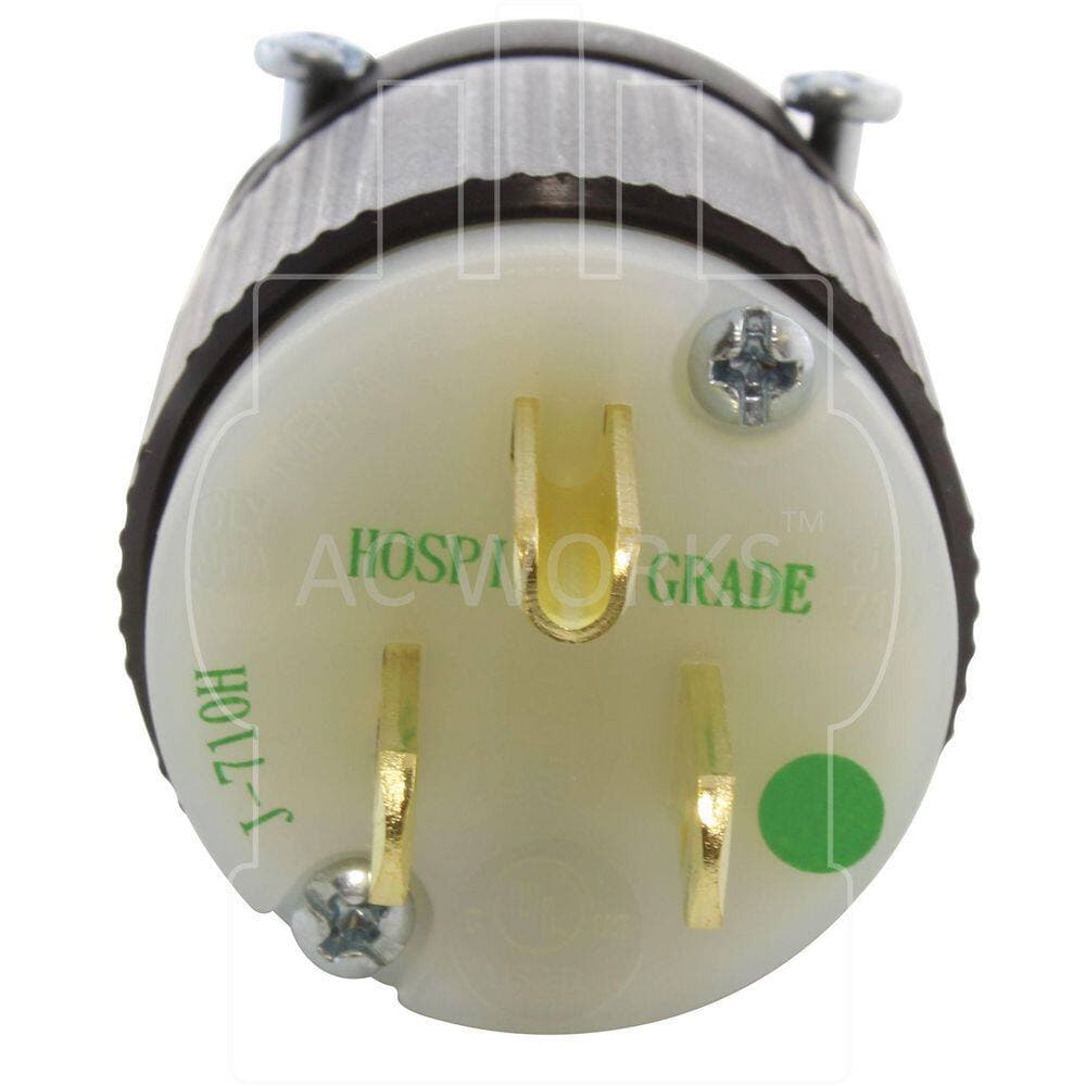 AC WORKS NEMA 5-15P 15A 125V Medical/Hospital Grade Plug with UL, C-UL Approval (3)