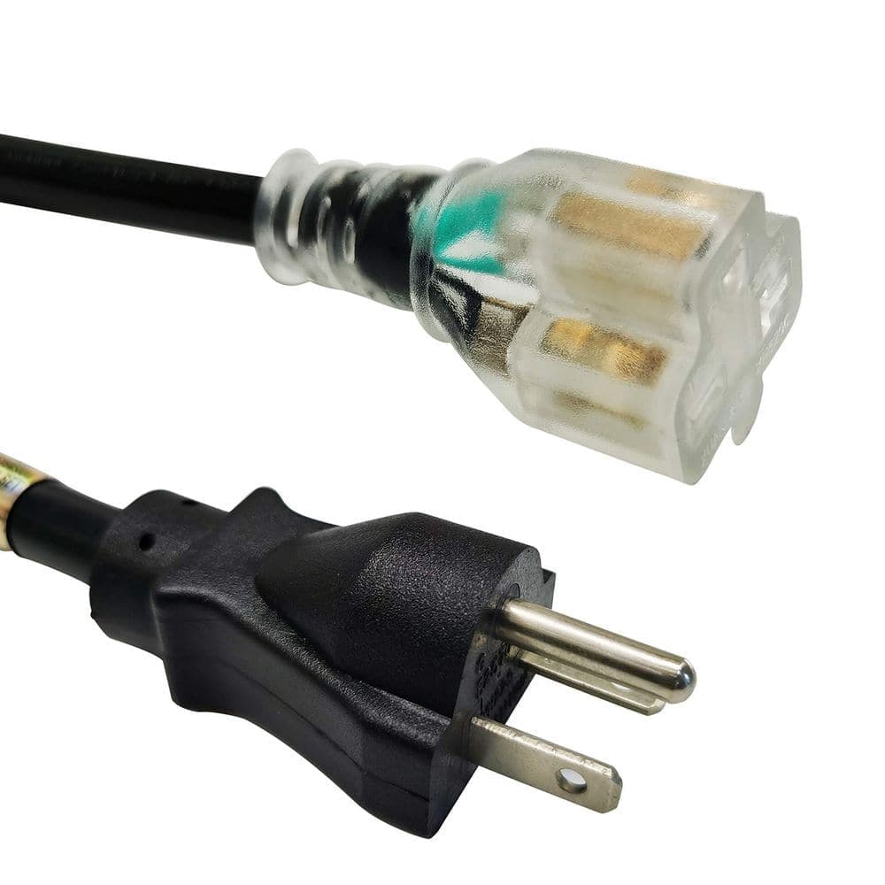 Yichuhaoxi 25 ft. 12/8 3 Conductors 250V Indoor/Outdoor Braided Extension Cord with Tri-Tap Dual Lighted End and Foot Switch Black (2)