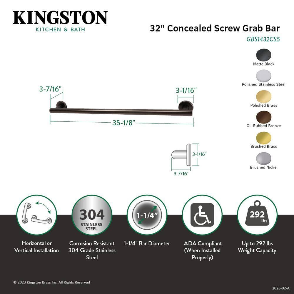 Kingston Brass Berwyn 32 in. x 1.25 in. Grab Bar in Polished Brass (2)