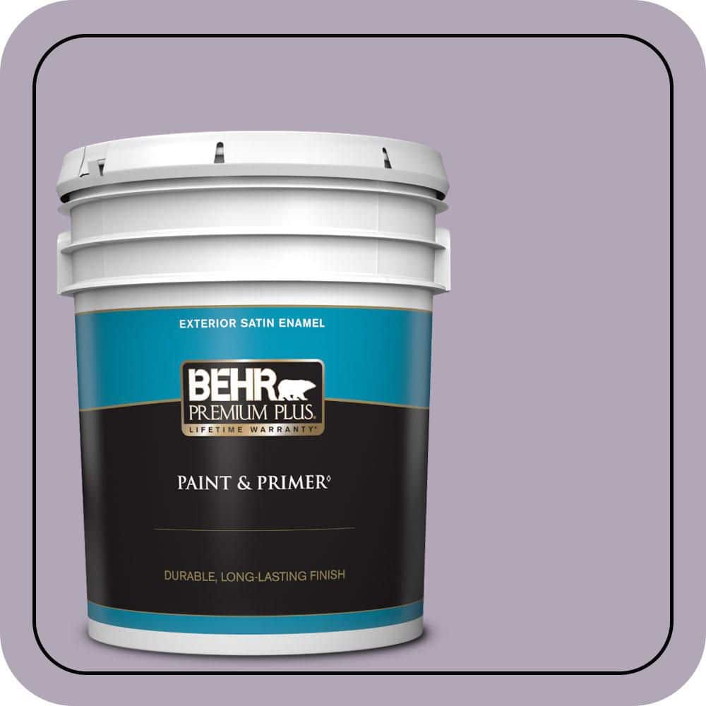 BEHR PREMIUM PLUS 5 gal. #660F-4 Plum Frost Satin Enamel Exterior Paint & Primer