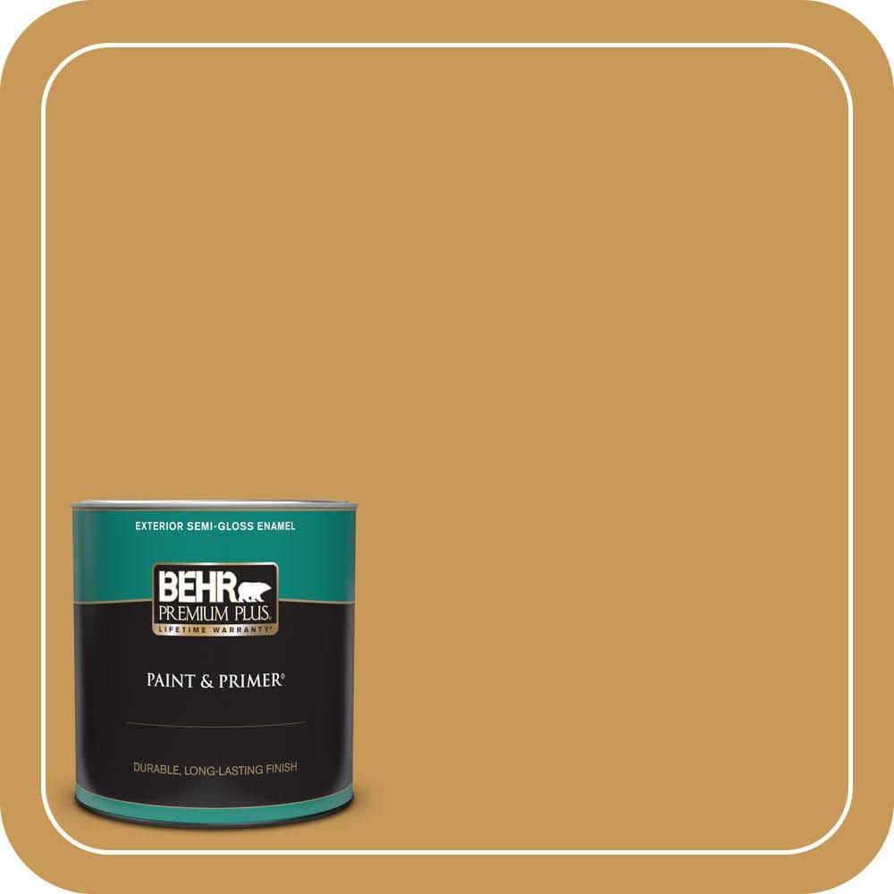 BEHR PREMIUM PLUS 1 qt. #PMD-104 Amber Glass Semi-Gloss Enamel Exterior Paint & Primer