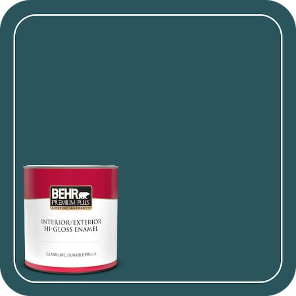 BEHR PREMIUM PLUS 1 qt. #MQ6-01 Ocean Abyss Hi-Gloss Enamel Interior/Exterior Paint & Primer (2)