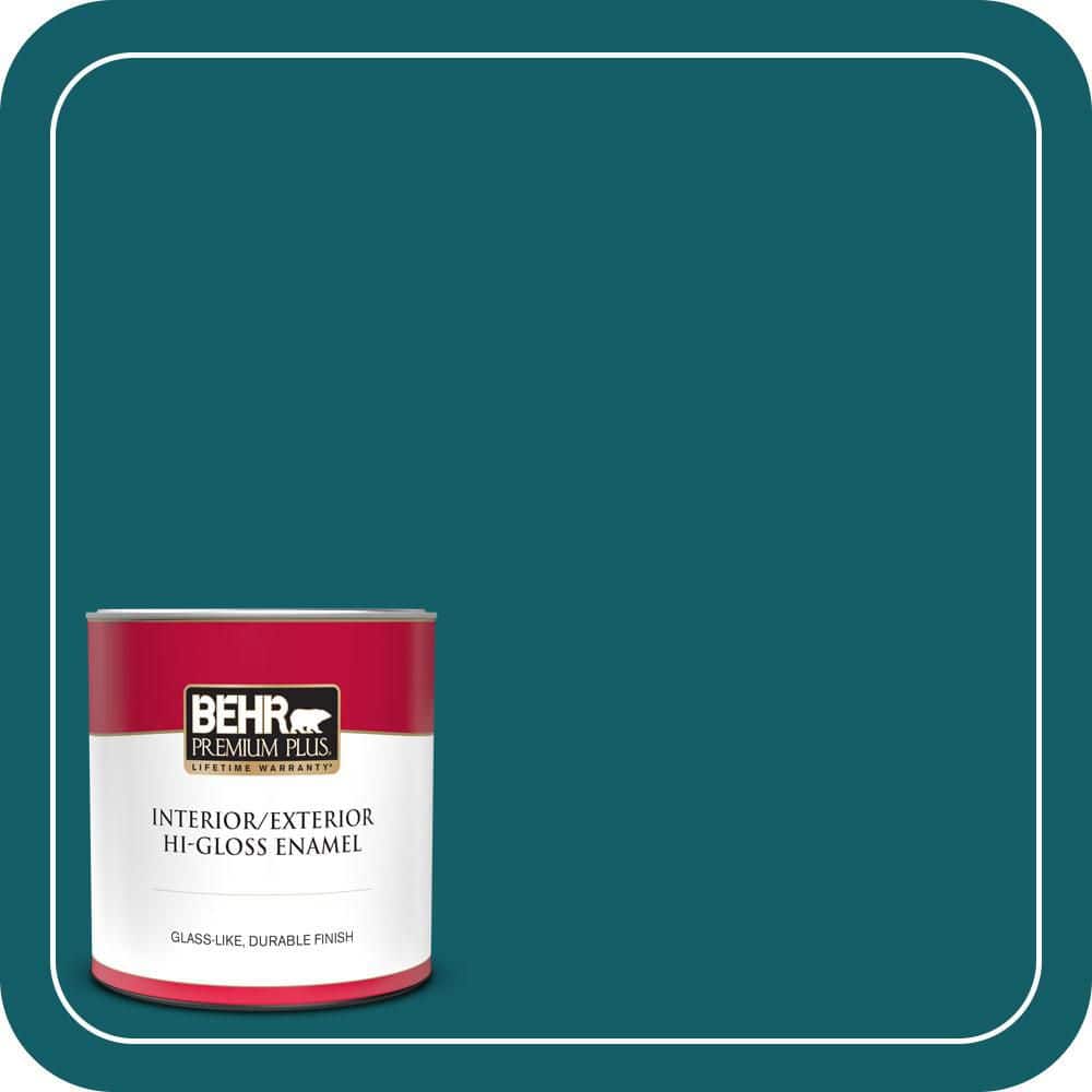 BEHR PREMIUM PLUS 1 qt. #S-H-530 Tropical Skies Hi-Gloss Enamel Interior/Exterior Paint & Primer (1)