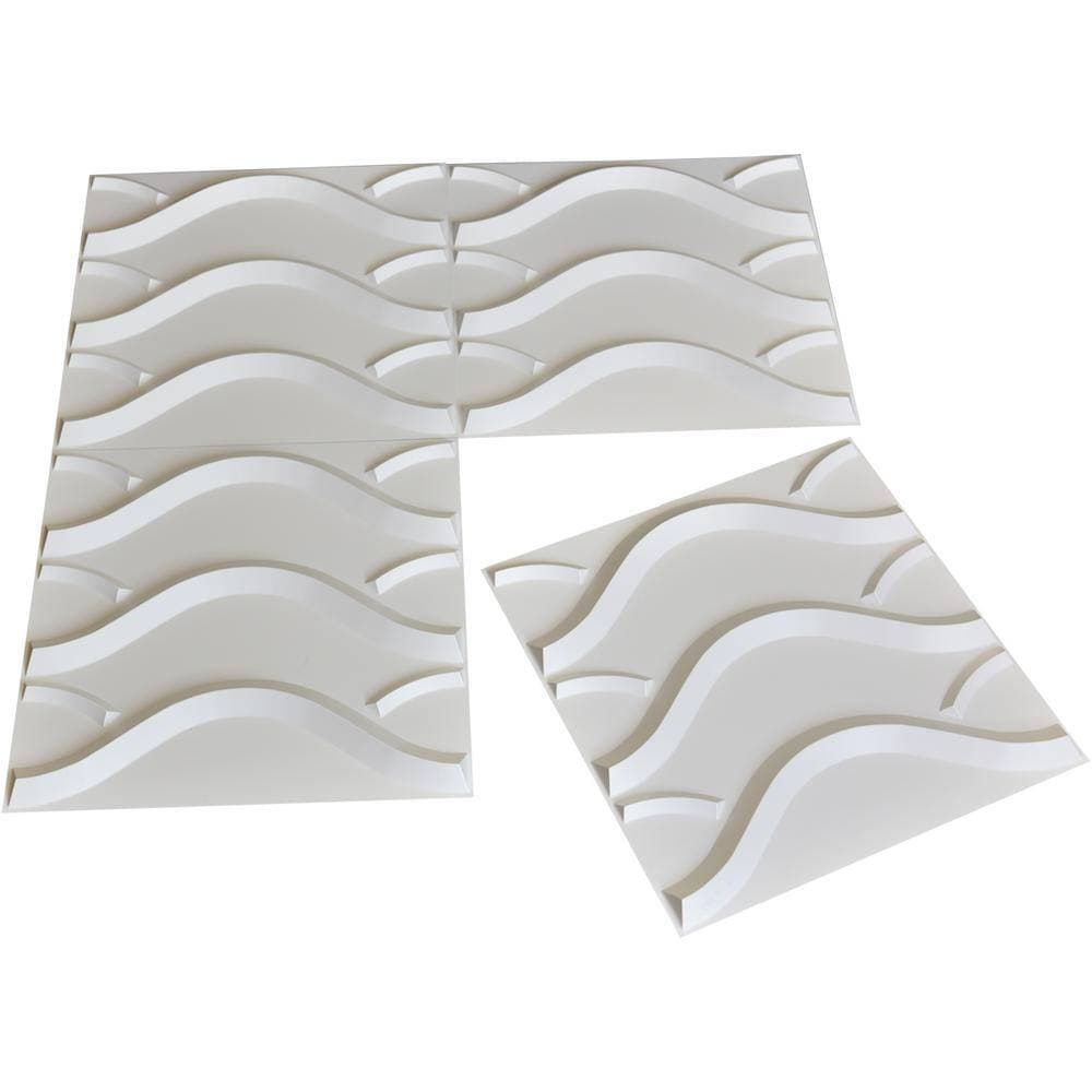 Art3dwallpanels 19.7 in. x19.7 in. x 1 in. PVC Matt White Decorative Wall Panelings for Bedroom/Living room (12-pack) (3)