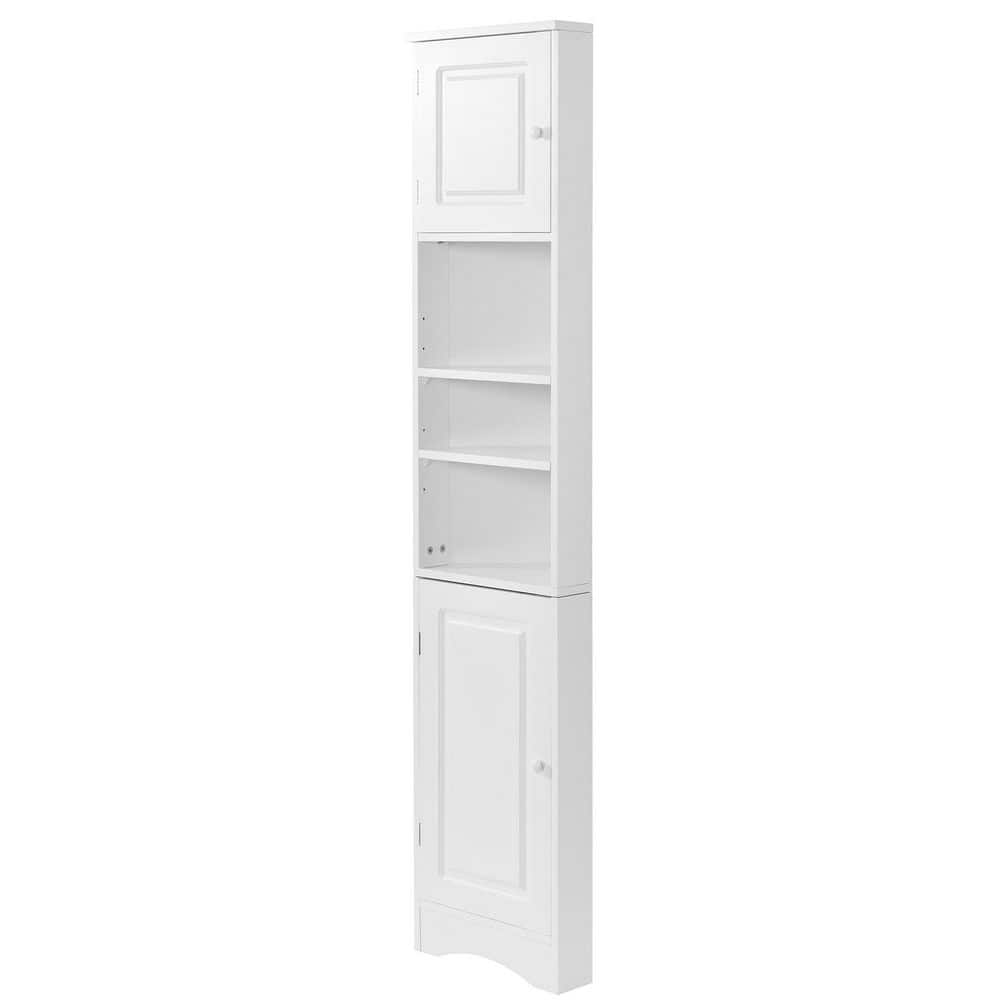 Otryad 14 in. W 9 in. D 67 in. H MDF Bathroom Corner Linen Cabinet with Adjustable Shelf and Open Storage