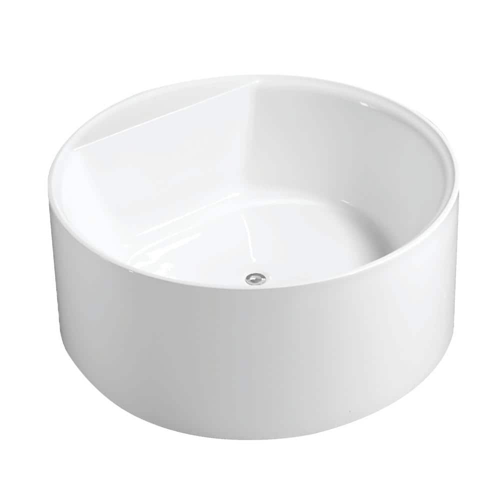 Kingston Brass Aqua Eden 53 in. x 53 in. Acrylic Freestanding Soaking Bathtub in White with Drain (1)