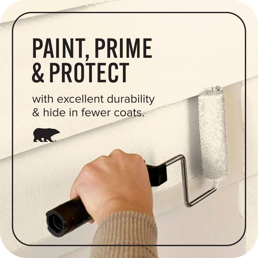 BEHR ULTRA 5 gal. #PWN-40 Elegant Ivory Semi-Gloss Enamel Exterior Paint & Primer (3)