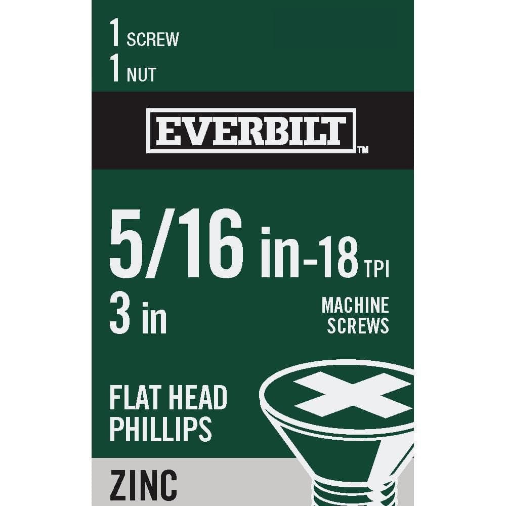 Everbilt 5/16 in.-18 x 3 in. Phillips Flat Head Zinc Plated Machine Screw (1)