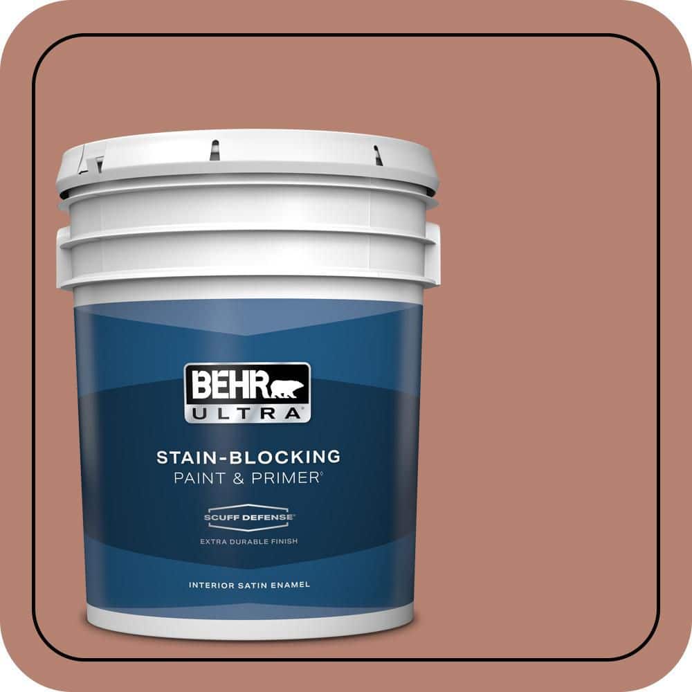 BEHR ULTRA 5 gal. #S180-5 Auburn Glaze Extra Durable Satin Enamel Interior Paint & Primer