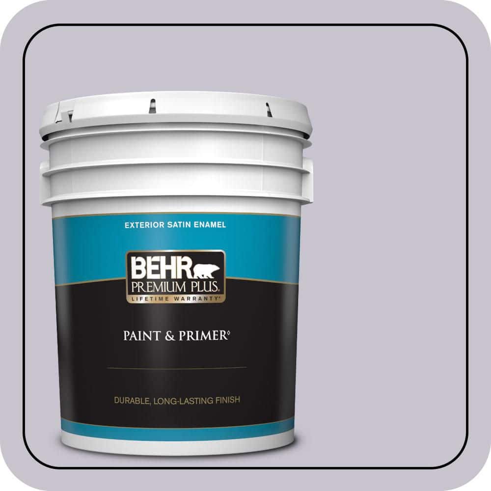 BEHR PREMIUM PLUS 5 gal. #N560-1 Posture and Pose Satin Enamel Exterior Paint & Primer