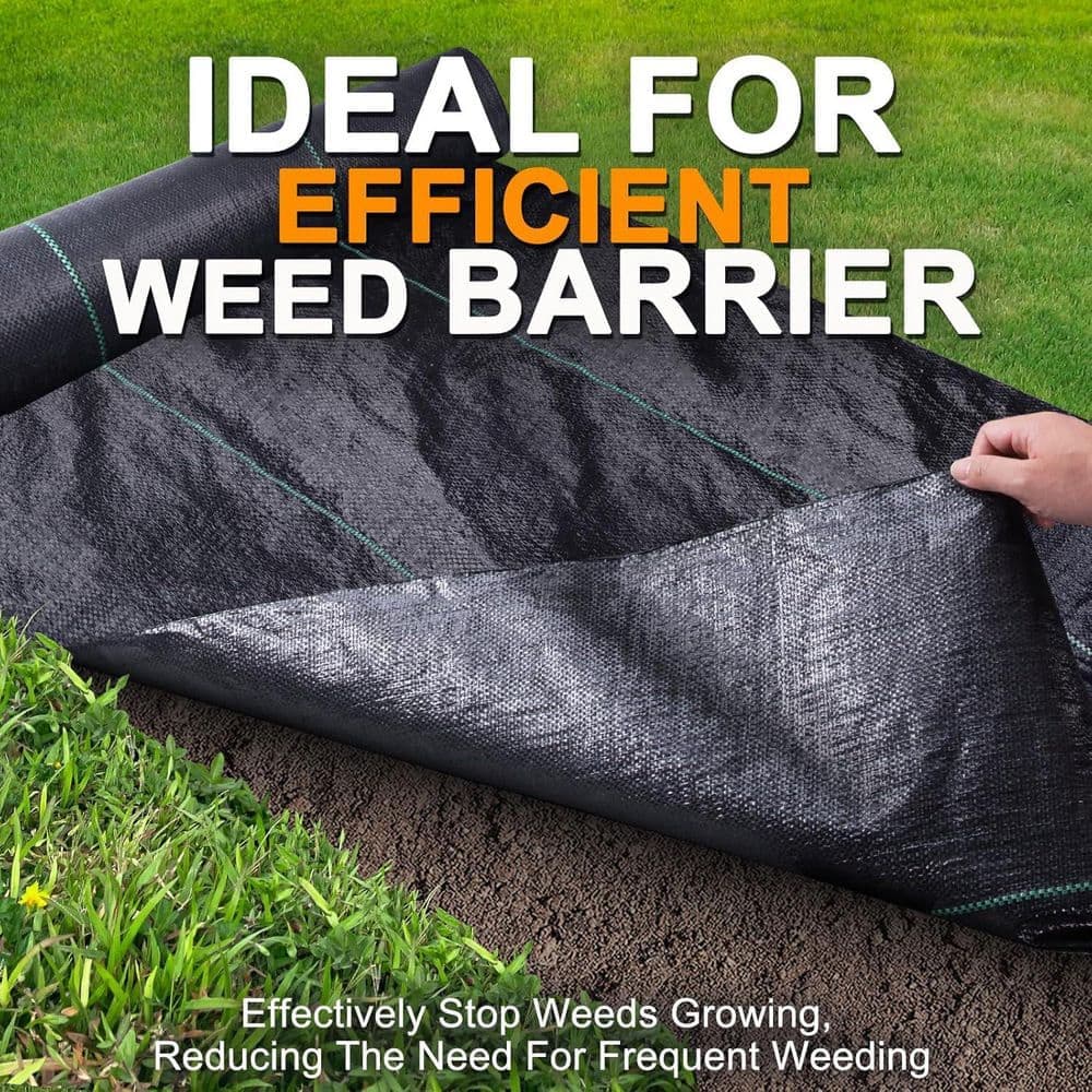 Unbranded Garden Weed Barrier Landscape Fabric 4FT x 100FT Premium Durable Woven Geotextile Mulch Breathable Ground Cover 2 Pack (2)